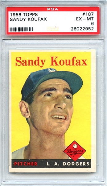 1958 Topps 187 Sandy Koufax PSA EX-MT 6
