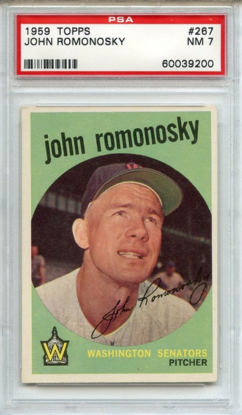 1959 Topps 267 John Romonosky White Back PSA NM 7