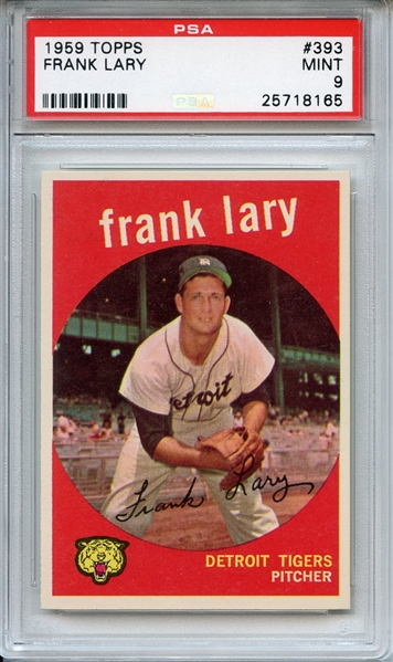 1959 Topps 393 Frank Lary PSA MINT 9
