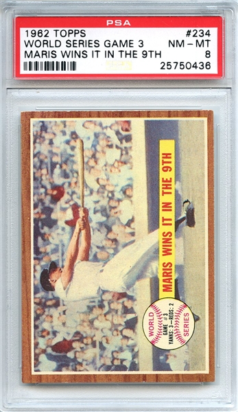 1962 Topps 234 World Series Game 3 Roger Maris PSA NM-MT 8