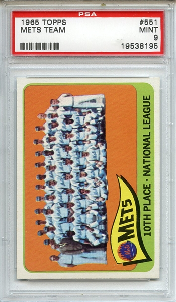 1965 Topps 551 New York Mets Team PSA MINT 9