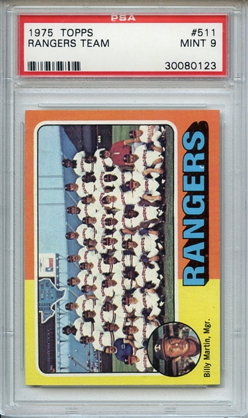 1975 Topps 511 Texas Rangers Team PSA MINT 9