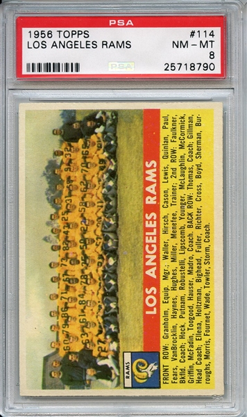 1956 Topps 114 Los Angeles Rams Team PSA NM-MT 8