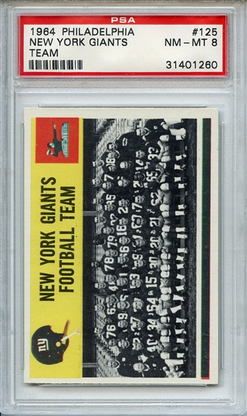 1964 Philadelphia 125 New York Giants Team PSA NM-MT 8