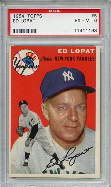 1954 Topps 5 Ed Lopat PSA EX-MT 6