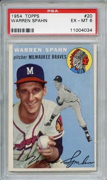 1954 Topps 20 Warren Spahn PSA EX-MT 6