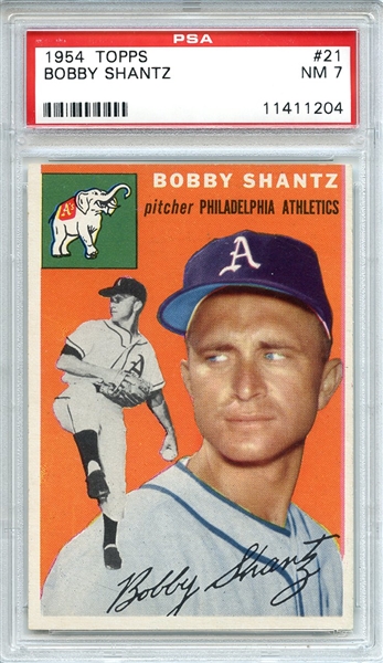 1954 Topps 21 Bobby Shantz PSA NM 7