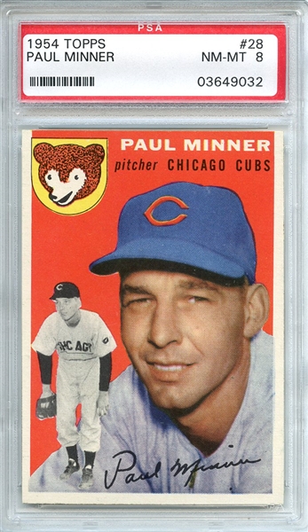 1954 Topps 28 Paul Minner PSA NM-MT 8