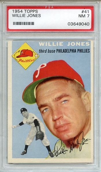 1954 Topps 41 Willie Jones PSA NM 7