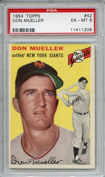 1954 Topps 42 Don Mueller PSA EX-MT 6