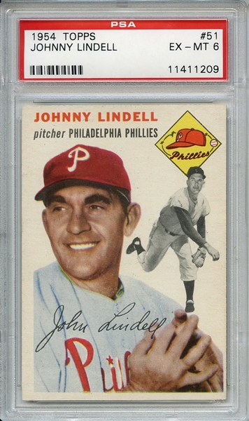 1954 Topps 51 Johnny Lindell PSA EX-MT 6