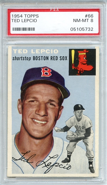 1954 Topps 66 Ted Lepcio PSA NM-MT 8