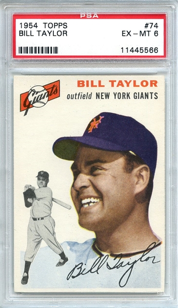 1954 Topps 74 Bill Taylor PSA EX-MT 6