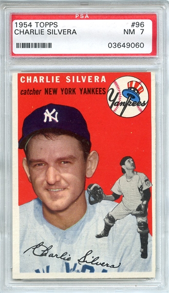 1954 Topps 96 Charlie Silvera PSA NM 7