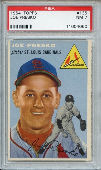 1954 Topps 135 Joe Presko PSA NM 7