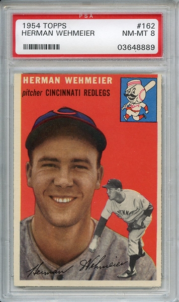 1954 Topps 162 Herman Wehmeier PSA NM-MT 8