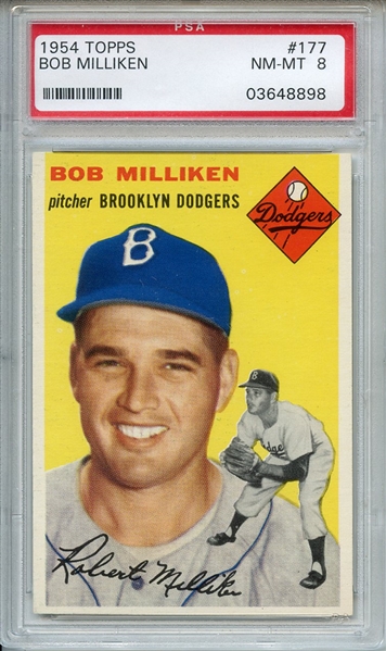1954 Topps 177 Bob Milliken PSA NM-MT 8