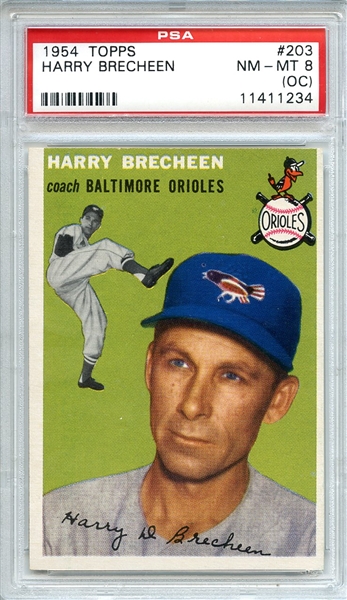 1954 Topps 203 Harry Brecheen PSA NM-MT 8 (OC)