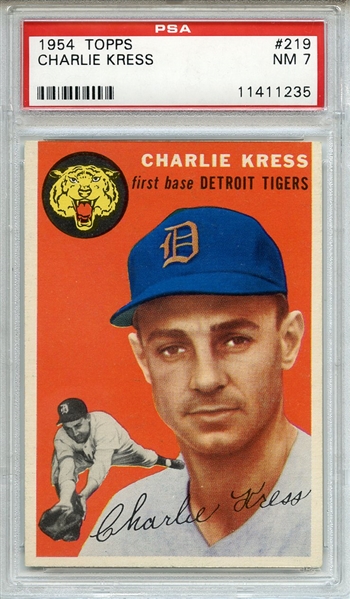 1954 Topps 219 Charlie Kress PSA NM 7