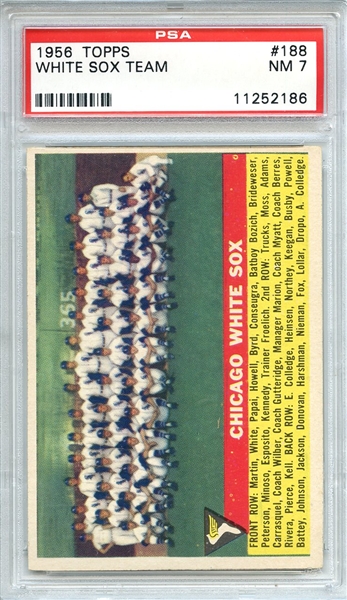 1956 Topps 188 White Sox Team PSA NM 7