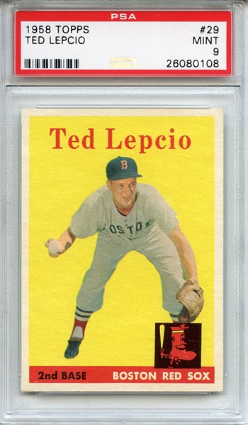 1958 Topps 29 Ted Lepcio PSA MINT 9