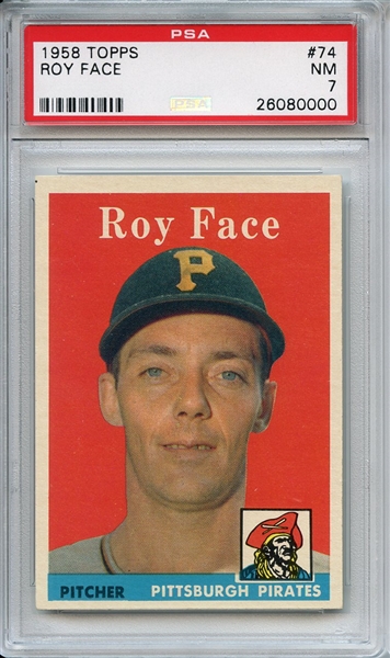 1958 Topps 74 Roy Face PSA NM 7