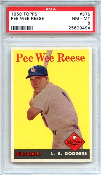 1958 Topps 375 Pee Wee Reese PSA NM-MT 8