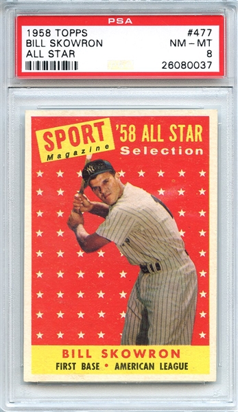 1958 Topps 477 Bill Skowron All Star PSA NM-MT 8