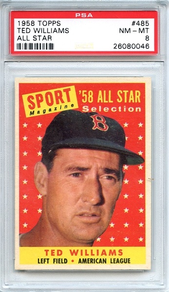 1958 Topps 485 Ted Williams All Star PSA NM-MT 8