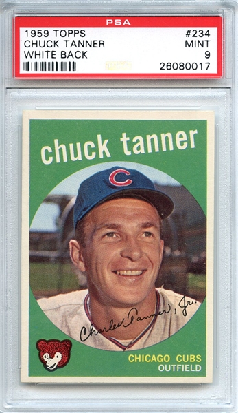 1959 Topps 234 Chuck Tanner White Back PSA MINT 9