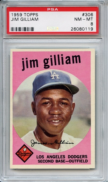 1959 Topps 306 Jim Gilliam PSA NM-MT 8