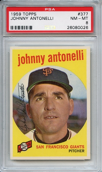 1959 Topps 377 Johnny Antonelli PSA NM-MT 8