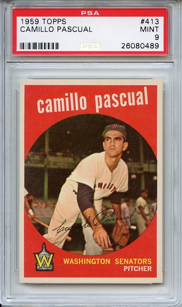 1959 Topps 413 Camillo Pascual PSA MINT 9