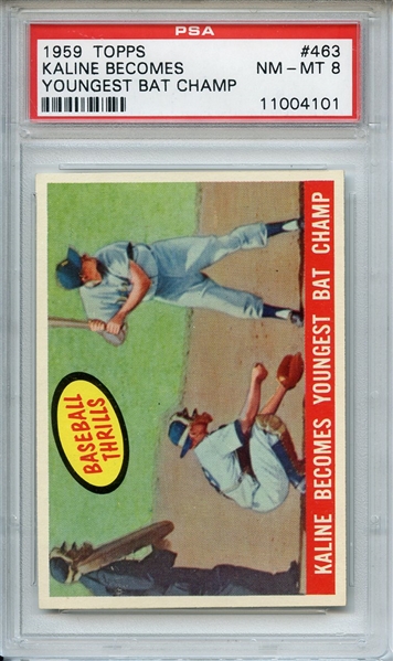 1959 Topps 463 Kaline Becomes Younges Bat Champ PSA NM-MT 8