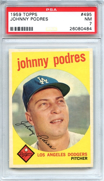 1959 Topps 495 Johnny Podres PSA NM 7