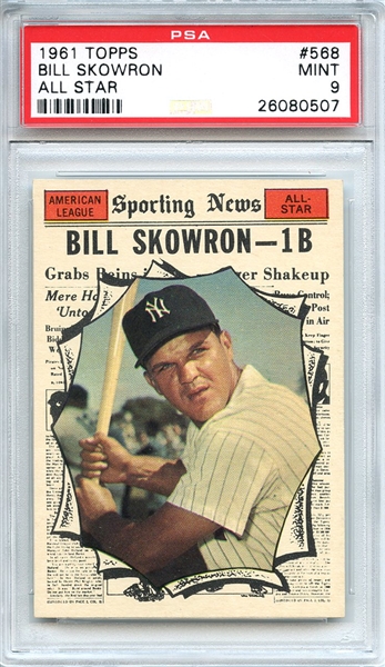 1961 Topps 568 Bill Skowron All Star PSA MINT 9