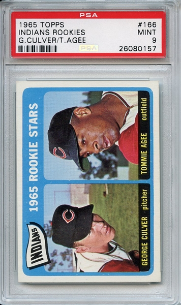 1965 Topps 166 Indians Rookies G.Culver/T.Agee PSA MINT 9