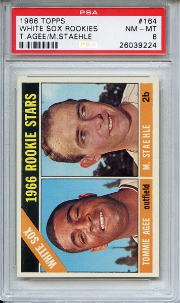 1966 Topps 164 White Sox Rookies T.Agee/M.Staehle PSA NM-MT 8