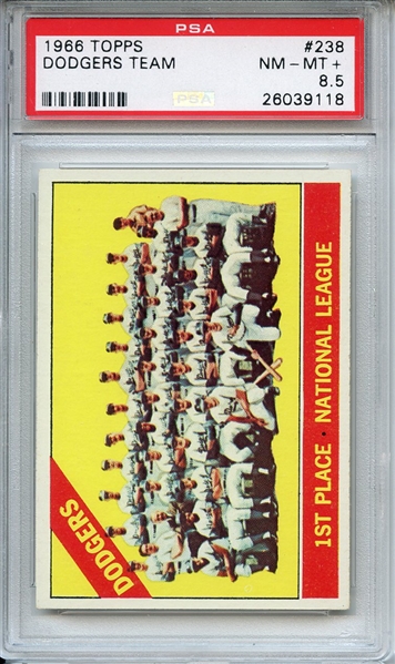 1966 Topps 238 Dodgers Team PSA NM-MT + 8.5