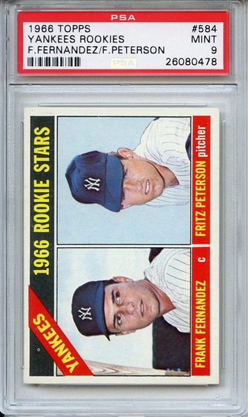 1966 Topps 584 New York Yankees Rookies Fritz Peterson PSA MINT 9