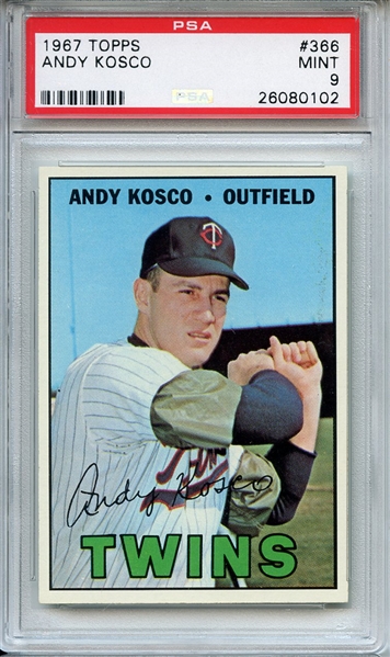 1967 Topps 366 Andy Kosco PSA MINT 9