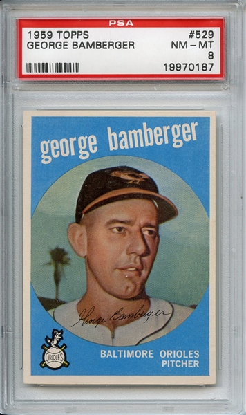 1959 TOPPS 529 GEORGE BAMBERGER PSA NM-MT 8