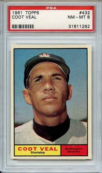 1961 TOPPS 432 COOT VEAL PSA NM-MT 8