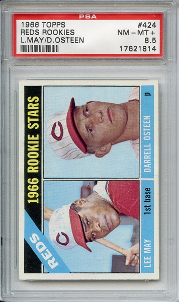 1966 TOPPS 424 REDS ROOKIES LEE MAY RC PSA NM-MT+ 8.5