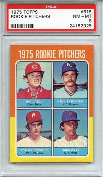 1975 TOPPS 615 ROOKIE PITCHERS PSA NM-MT 8