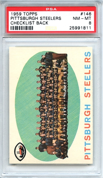 1959 TOPPS 146 PITTSBURGH STEELERS CHECKLIST BACKPSA NM-MT 8