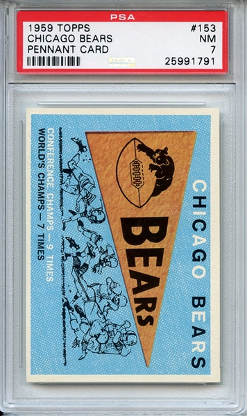1959 TOPPS 153 CHICAGO BEARS PENNANT CARDPSA NM 7