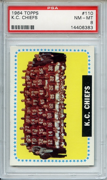 1964 TOPPS 110 K.C. CHIEFS PSA NM-MT 8