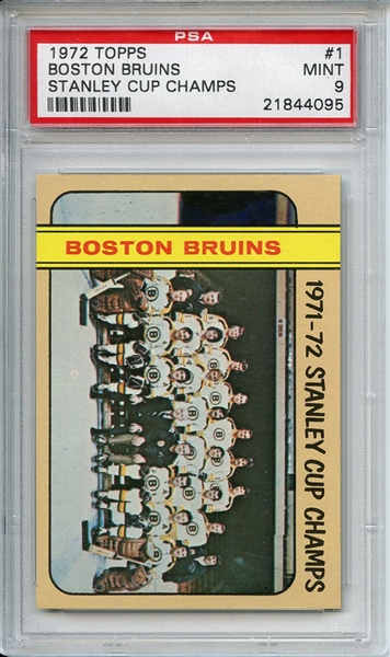 1972 TOPPS 1 BOSTON BRUINS STANLEY CUP CHAMPS PSA MINT 9