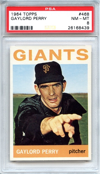 1964 TOPPS 468 GAYLORD PERRY PSA NM-MT 8